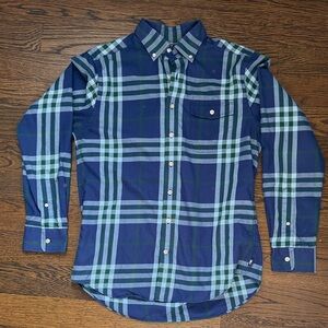 Vineyard Vines Navy and Green Plaid Shirt